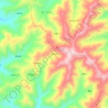 Topografische Karte 天柱沟, Höhe, Relief