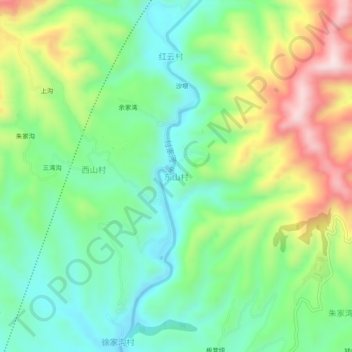 Topografische Karte 东山村, Höhe, Relief