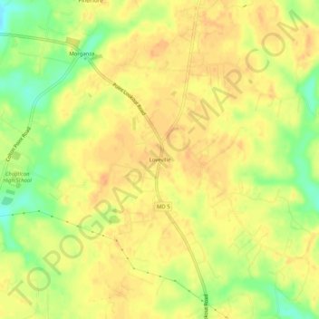 Topografische Karte Loveville, Höhe, Relief