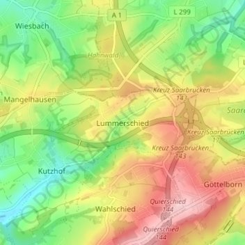 Topografische Karte Lummerschied, Höhe, Relief