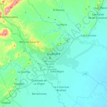 Topografische Karte Guanare, Höhe, Relief