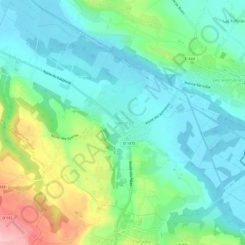 Topografische Karte Veyrins, Höhe, Relief