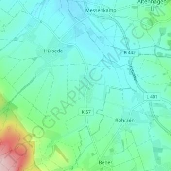 Topografische Karte Schmarrie, Höhe, Relief