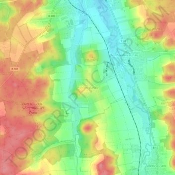 Topografische Karte Hohenraunau, Höhe, Relief