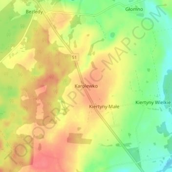 Topografische Karte Karolinenhof, Höhe, Relief