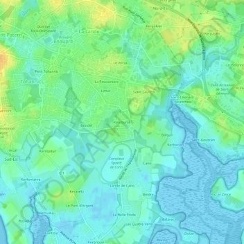Topografische Karte Kercourse, Höhe, Relief