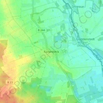 Topografische Karte Radenbeck, Höhe, Relief