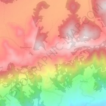 Topografische Karte Hisarcık, Höhe, Relief