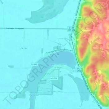 Topografische Karte Sugar Lake, Höhe, Relief