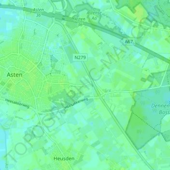 Topografische Karte Voordeldonk, Höhe, Relief