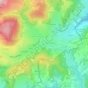 Topografische Karte Le Mas, Höhe, Relief