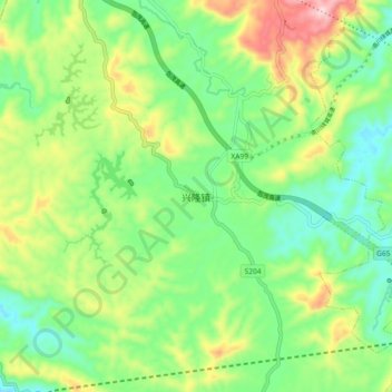 Topografische Karte 兴隆镇, Höhe, Relief