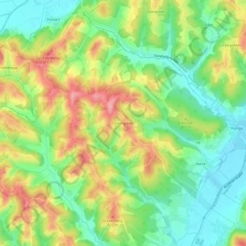 Topografische Karte Untergreith, Höhe, Relief
