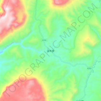Topografische Karte 浞水镇, Höhe, Relief