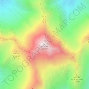 Topografische Karte Muttler, Höhe, Relief