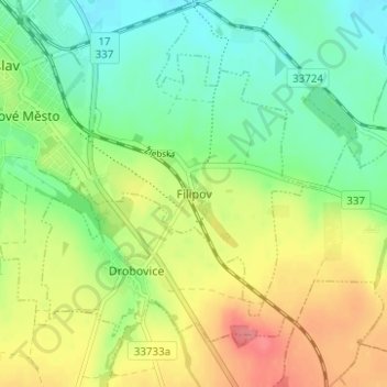 Topografische Karte Filipov, Höhe, Relief