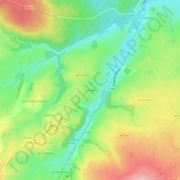 Topografische Karte La Vallée, Höhe, Relief