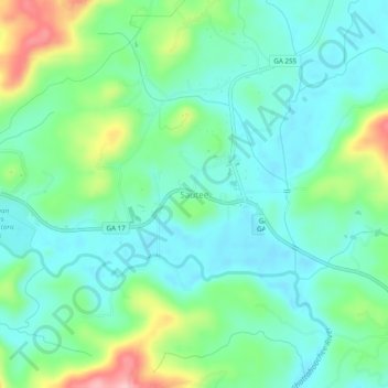 Topografische Karte Sautee, Höhe, Relief