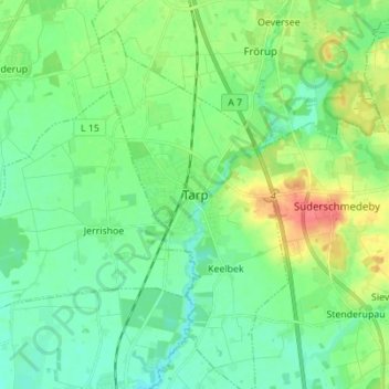 Topografische Karte Tarp, Höhe, Relief