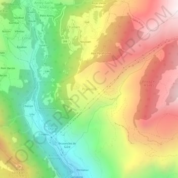 Topografische Karte Promiod, Höhe, Relief