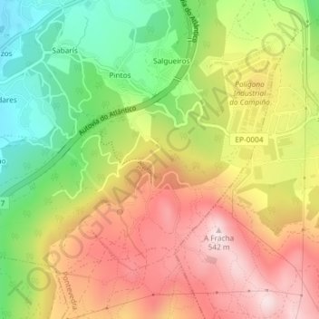 Topografische Karte Presa Grande, Höhe, Relief