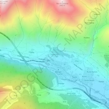 Topografische Karte Lavancher, Höhe, Relief