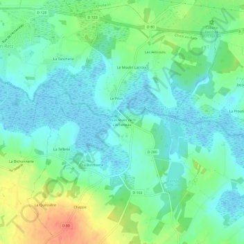 Topografische Karte Les Rives de L'Acheneau, Höhe, Relief