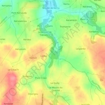 Topografische Karte Moulin du Roz, Höhe, Relief