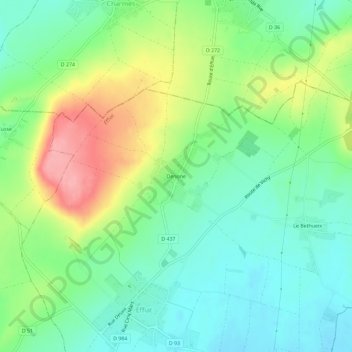 Topografische Karte Denone, Höhe, Relief