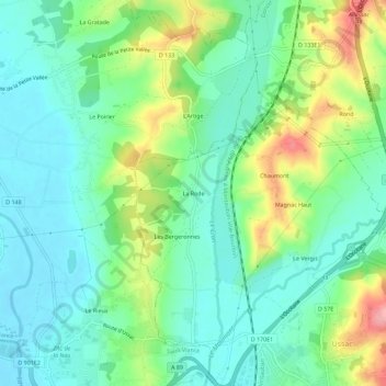 Topografische Karte La Rode, Höhe, Relief