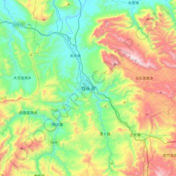 Topografische Karte 叙永县, Höhe, Relief