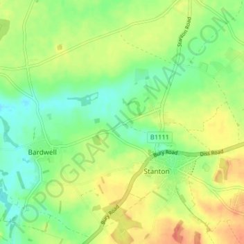 Topografische Karte Stanton Chare, Höhe, Relief