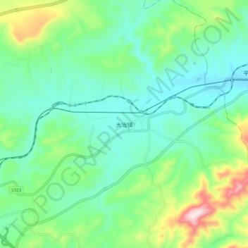 Topografische Karte 大冶镇, Höhe, Relief