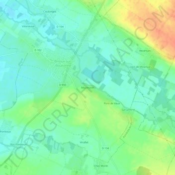 Topografische Karte Moulinade, Höhe, Relief