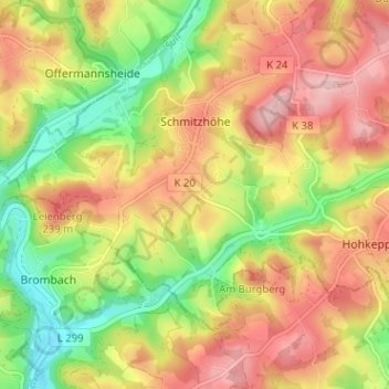 Topografische Karte Schönenborn, Höhe, Relief