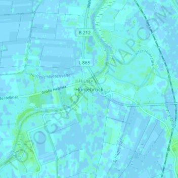 Topografische Karte Huntebrück, Höhe, Relief