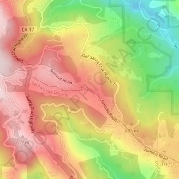 Topografische Karte Patchen (historic), Höhe, Relief