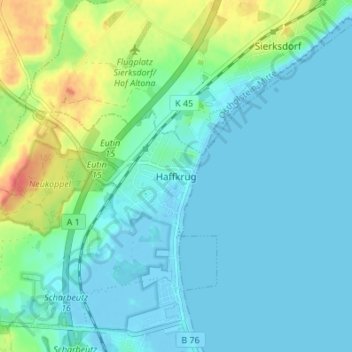 Topografische Karte Haffkrug, Höhe, Relief