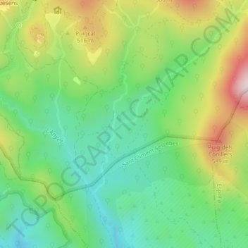 Topografische Karte la Rabassada, Höhe, Relief
