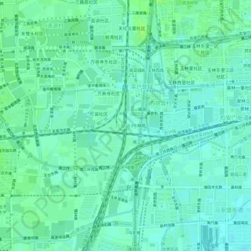 Topografische Karte 万泉寺村, Höhe, Relief