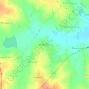Topografische Karte Shettihalli, Höhe, Relief