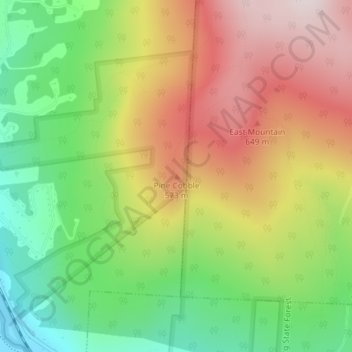 Topografische Karte Pine Cobble, Höhe, Relief