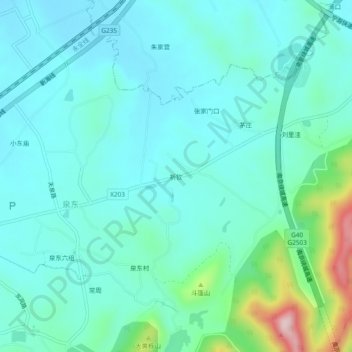 Topografische Karte 祈钦, Höhe, Relief