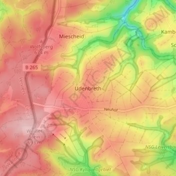 Topografische Karte Udenbreth, Höhe, Relief