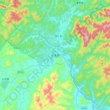 Topografische Karte 光泽县, Höhe, Relief