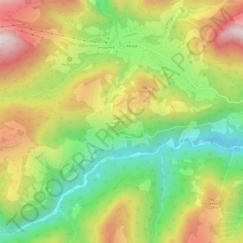 Topografische Karte Gföll, Höhe, Relief