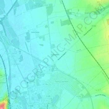 Topografische Karte Le Popelin, Höhe, Relief