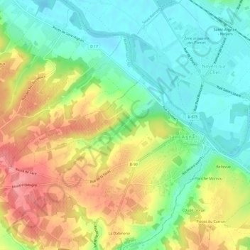 Topografische Karte La Moricette, Höhe, Relief