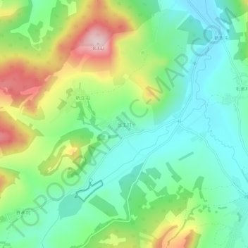 Topografische Karte 民主村, Höhe, Relief