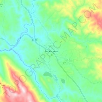 Topografische Karte San Andreas, Höhe, Relief